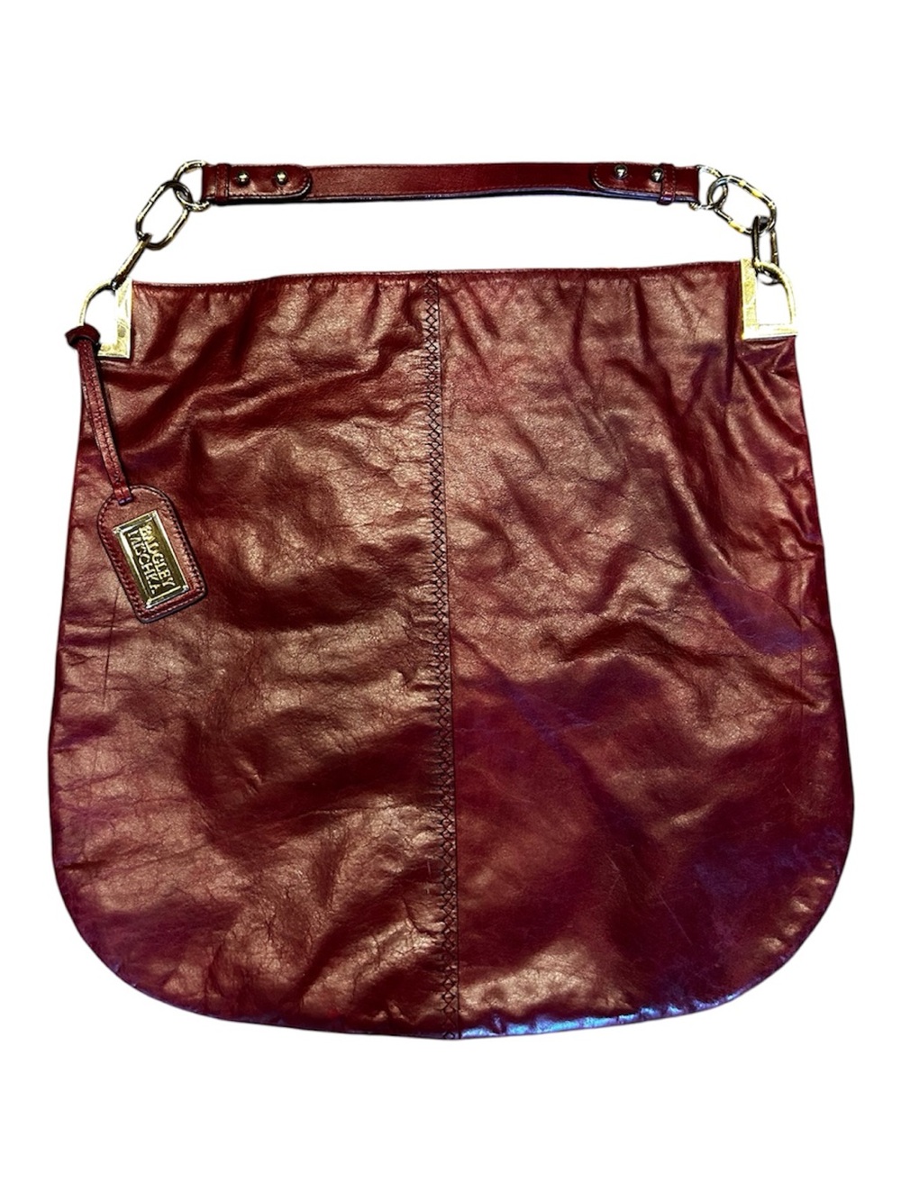 Baffled Mischa Red Leather Hobo Tote Bag